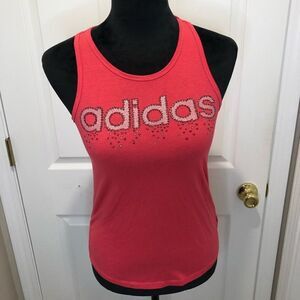 Adidas pink shimmering heart racerback tank top
